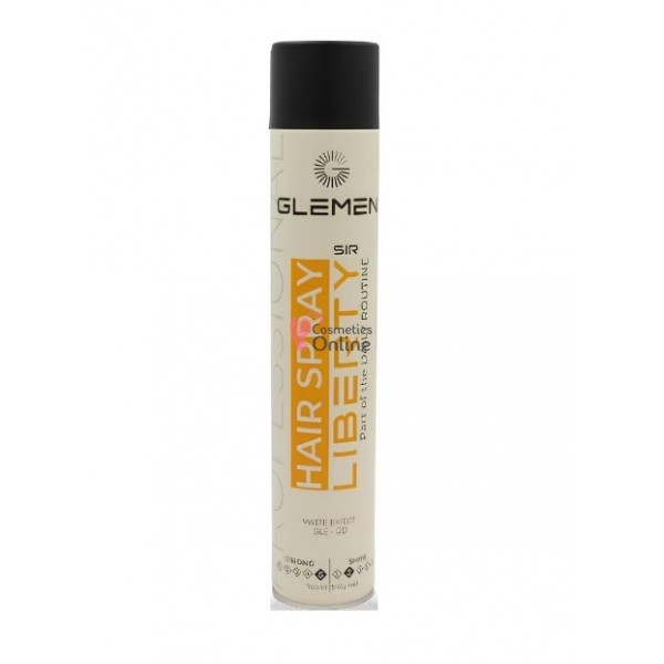 Fixativ spray pentru par cu fixare de lunga durata, Glemen Liberty 750 ml